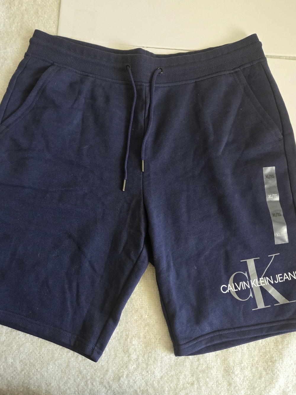 Calvin Klein Jeans Navy Drawstring Logo Athletic Shorts